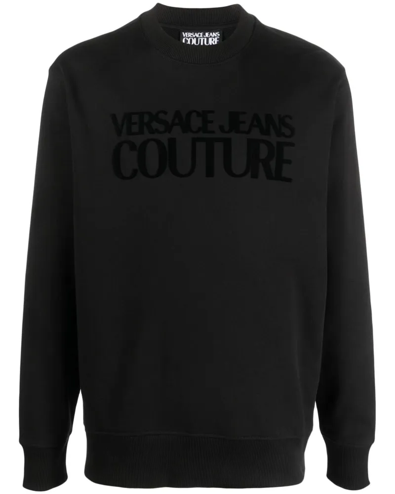 Versace Jeans Sweatshirt mit eingeprägtem Logo Schwarz