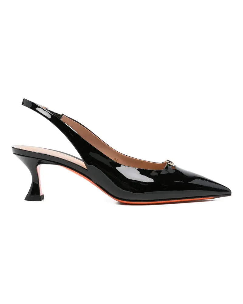 Santoni point-toe slingback pumps - Schwarz Schwarz