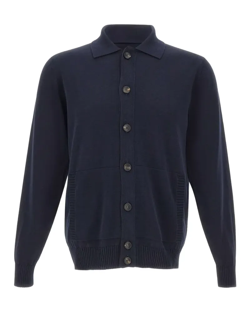 Filippo de Laurentiis Cardigan mit Poloshirtkragen - Blau Blau