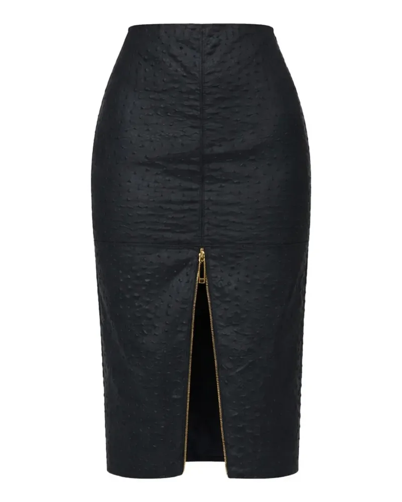 Elisabetta Franchi high-waist ostrich print midi skirt - Schwarz Schwarz