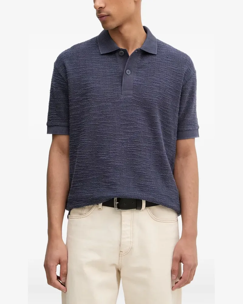 Marc O'Polo textured short-sleeve polo shirt - Blau Blau