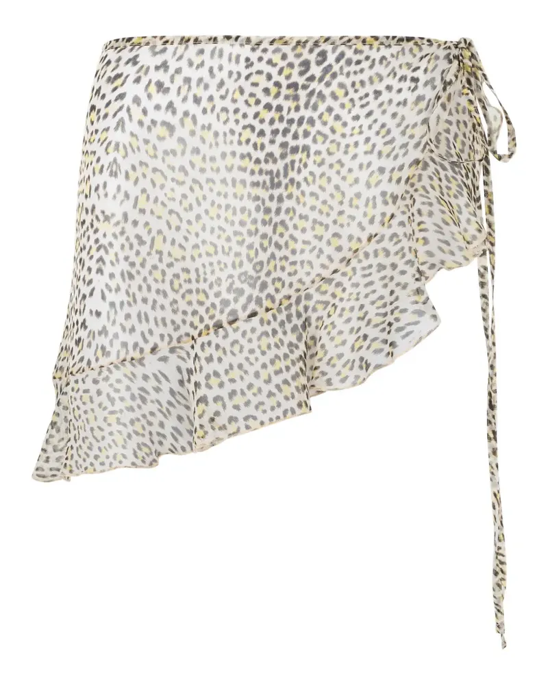 Roberto Cavalli Gerüschter Rock mit Animal-Print - Weiß Weiß