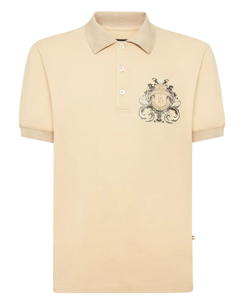 Billionaire Poloshirt mit Wappenstickerei - Nude Nude