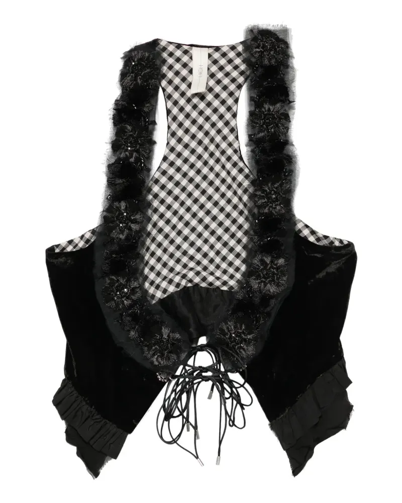 HIGH Lola ruffled velvet vest - Schwarz Schwarz