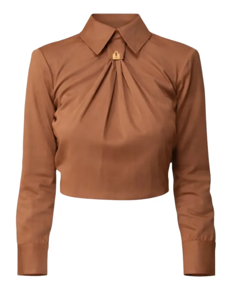 Elisabetta Franchi Rückenfreie Bluse mit Logo-Schild - Braun Braun