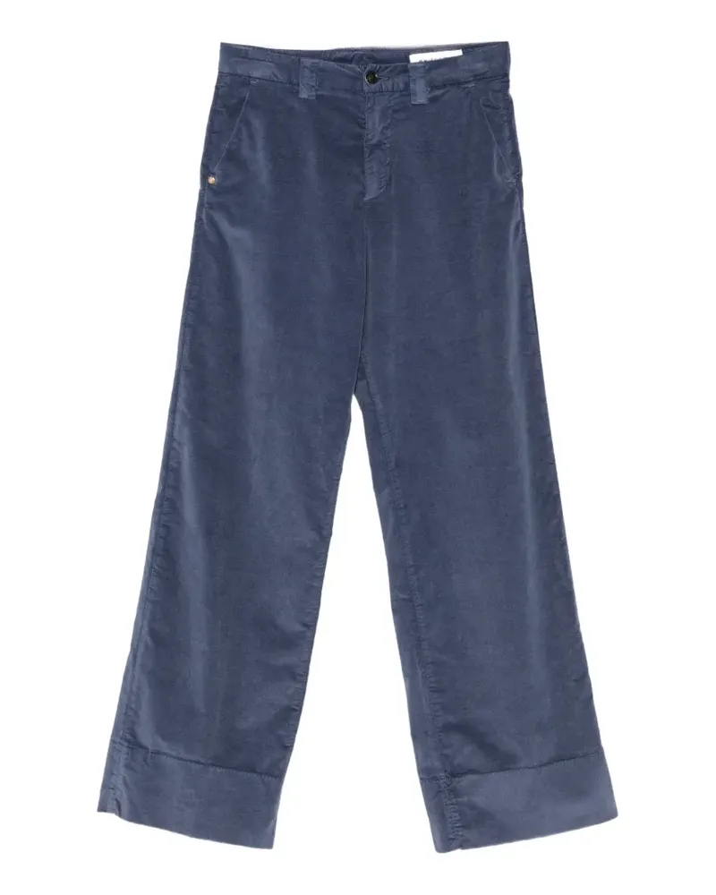 PLAN C velvet-effect straight-leg trousers - Blau Blau