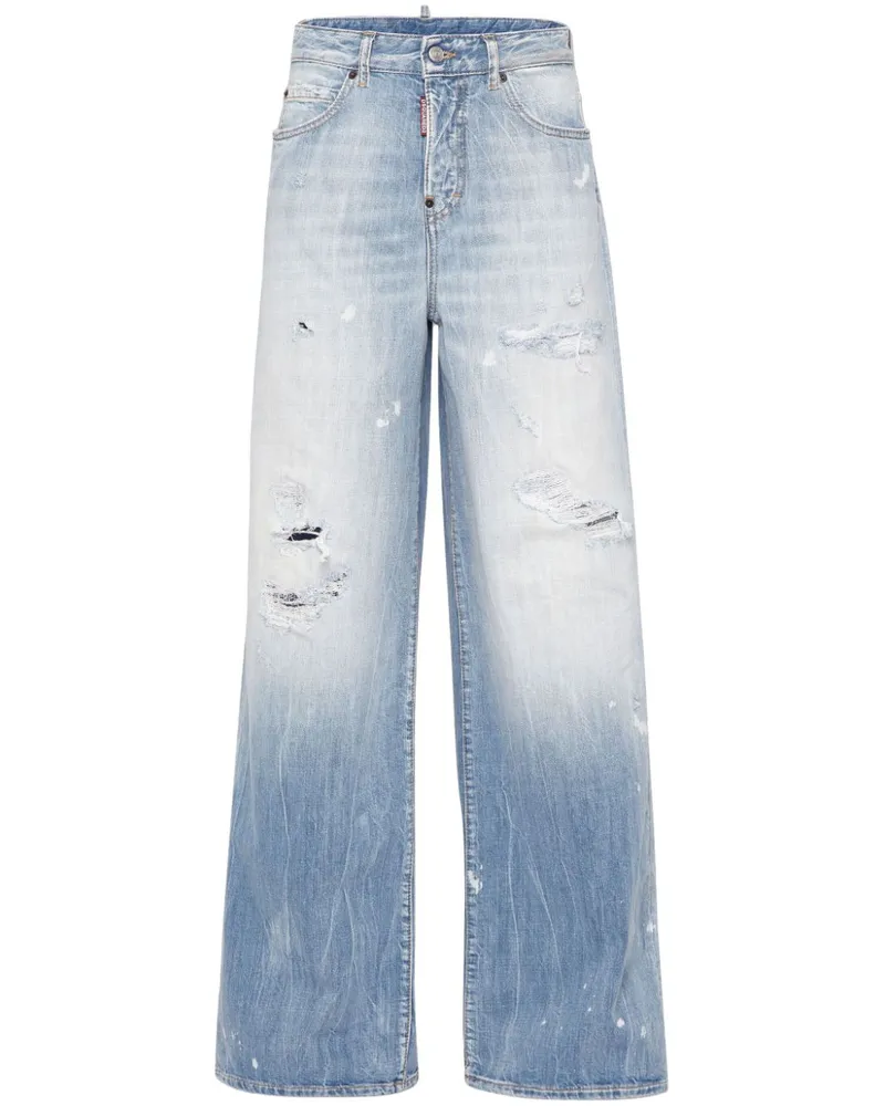 Dsquared2 Weite Jeans im Distressed-Look - Blau Blau