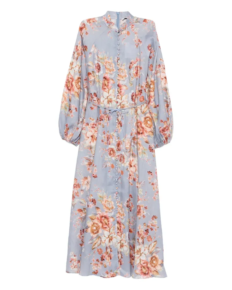 Zimmermann Awaken Billow Midikleid mit Blumen - Blau Blau