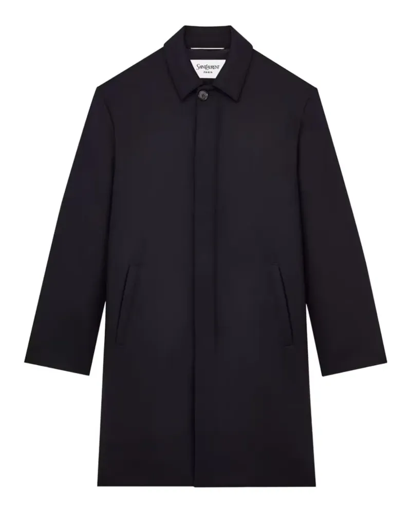 Saint Laurent down car coat in brushed wool flannel - Schwarz Schwarz