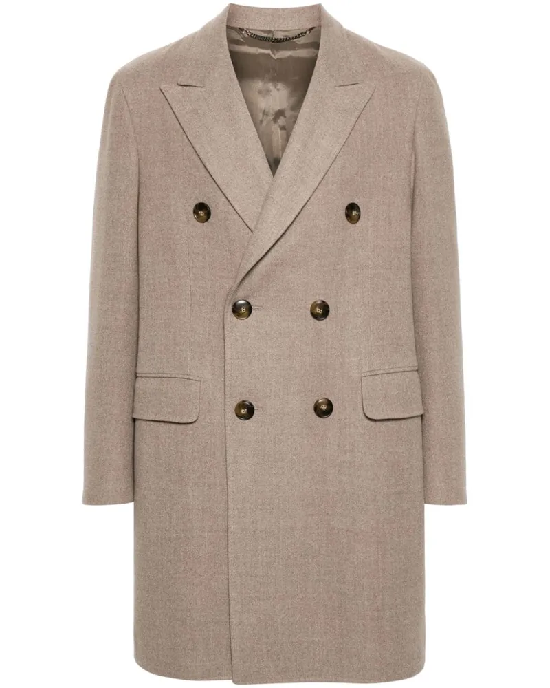 Canali Doppelreihiger Mantel - Nude Nude