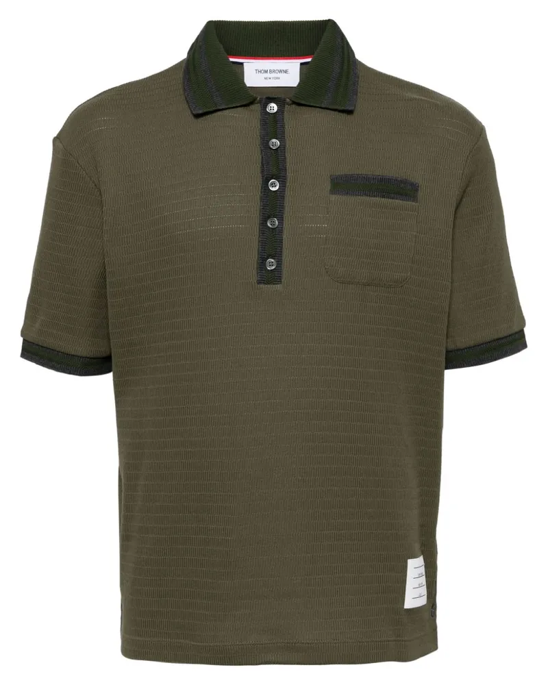 Thom Browne Poloshirt aus Pointelle-Strick - Grün Grün