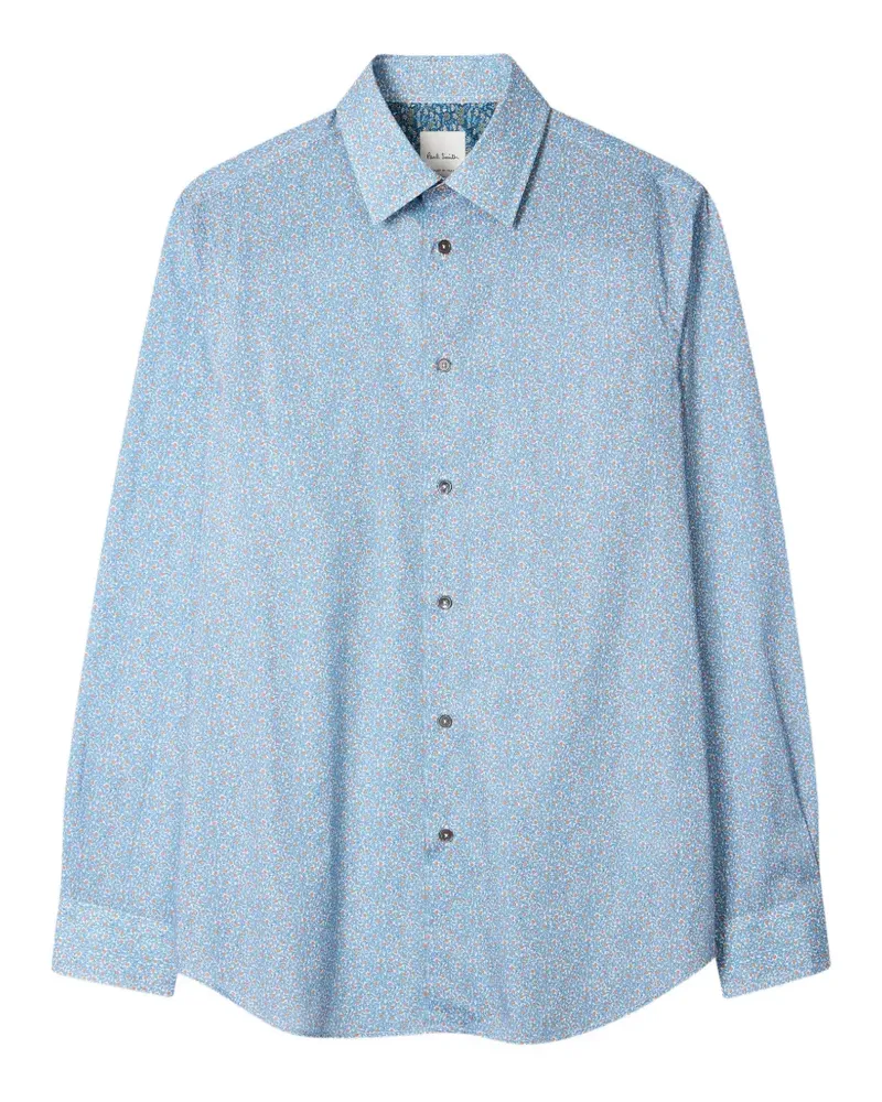 Paul Smith Hellblaues Liberty Hemd mit Blumenprint Blau