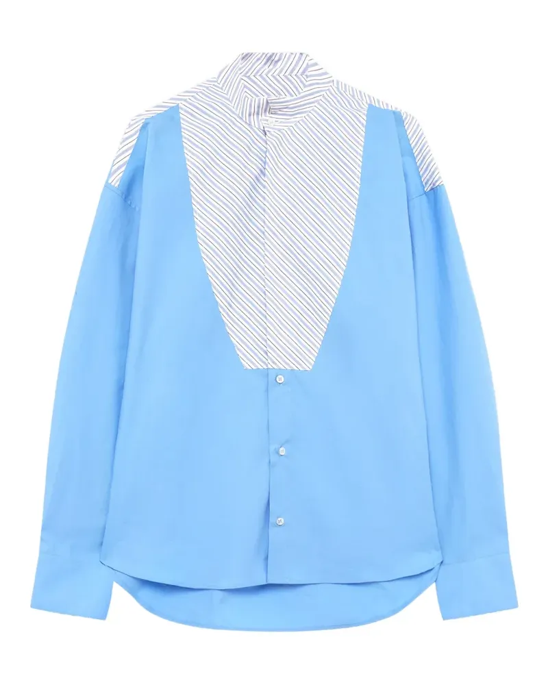 MSGM Hemd mit gestreiften Einsätzen - Blau Blau
