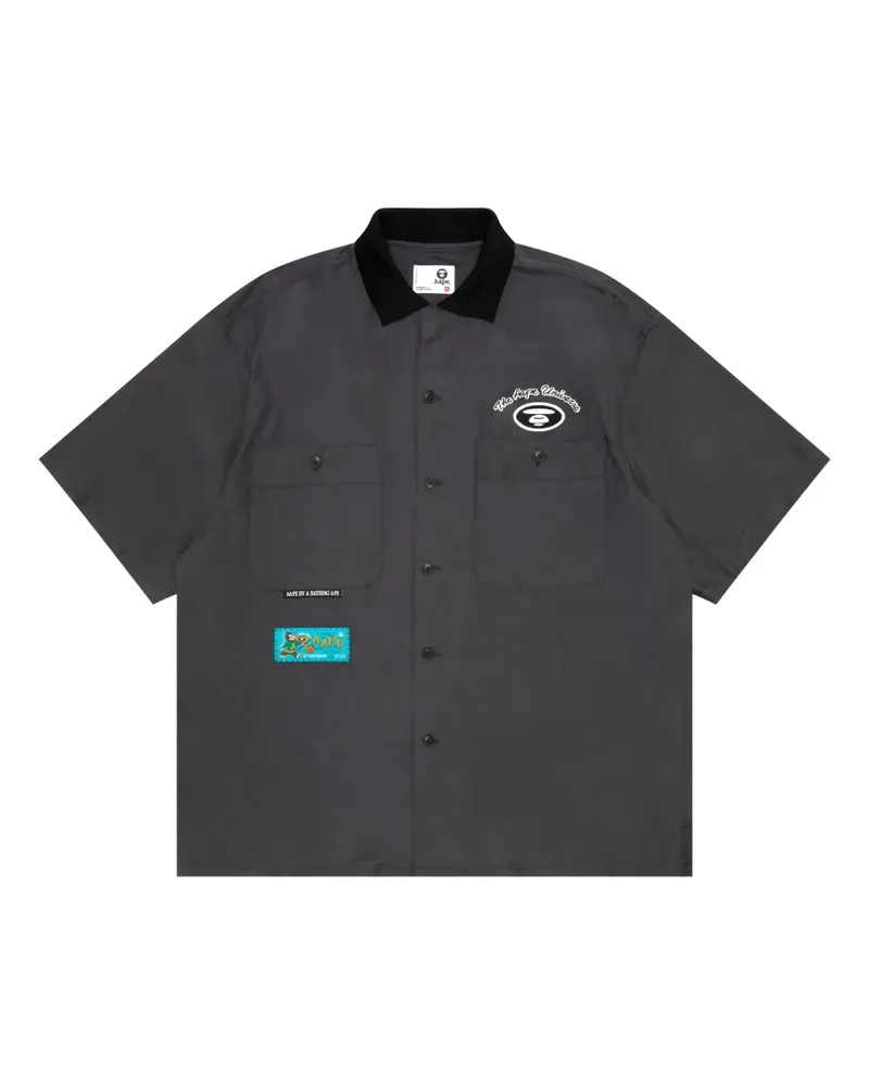 BAPE Hemd mit Logo-Print - Grau Grau