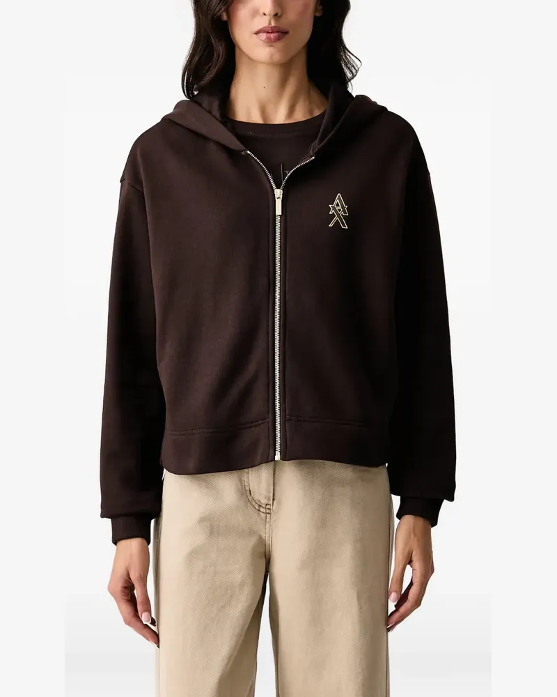 Armani Exchange Kapuzenjacke mit Logo-Schild - Braun Braun