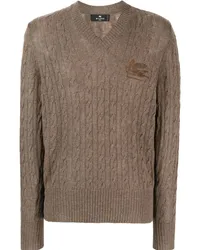 Etro Kaschmirpullover mit Logo-Stickerei Braun