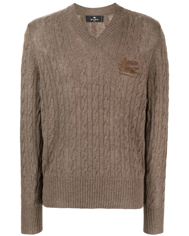 Etro Kaschmirpullover mit Logo-Stickerei Braun