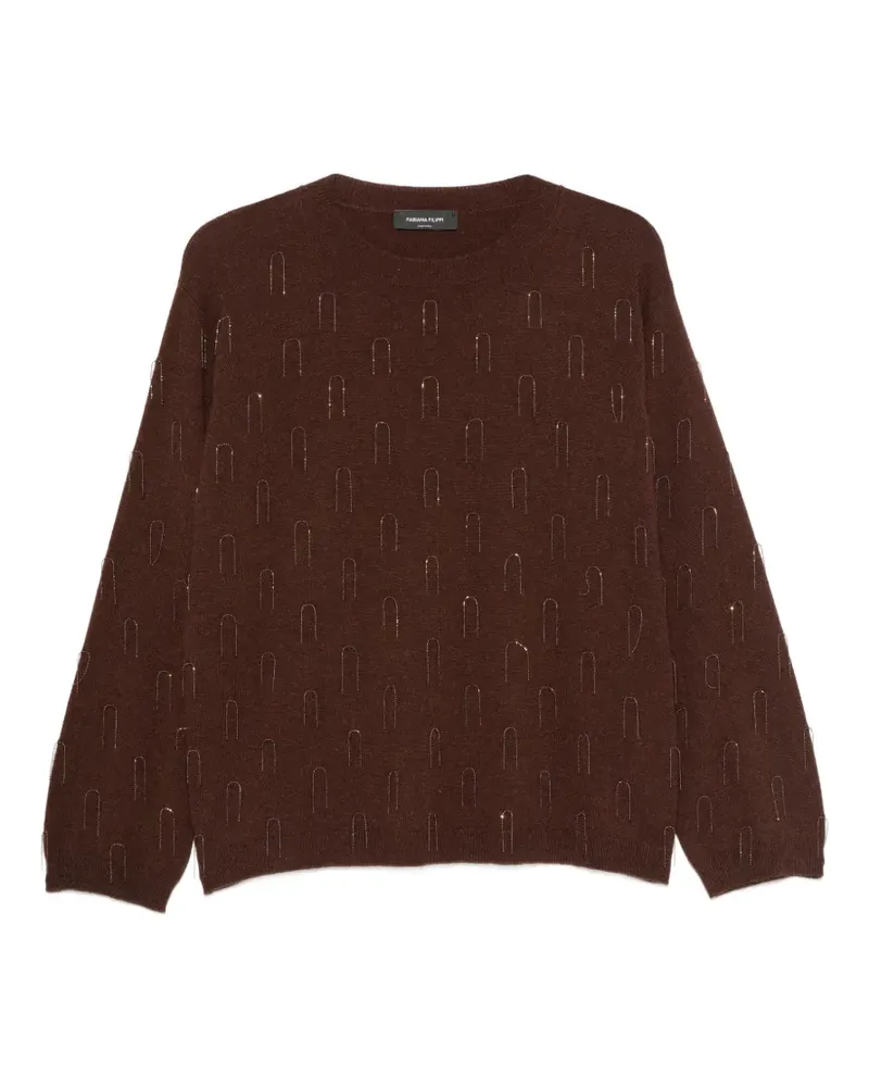Fabiana Filippi bead-embellished long-sleeve sweater - Braun Braun