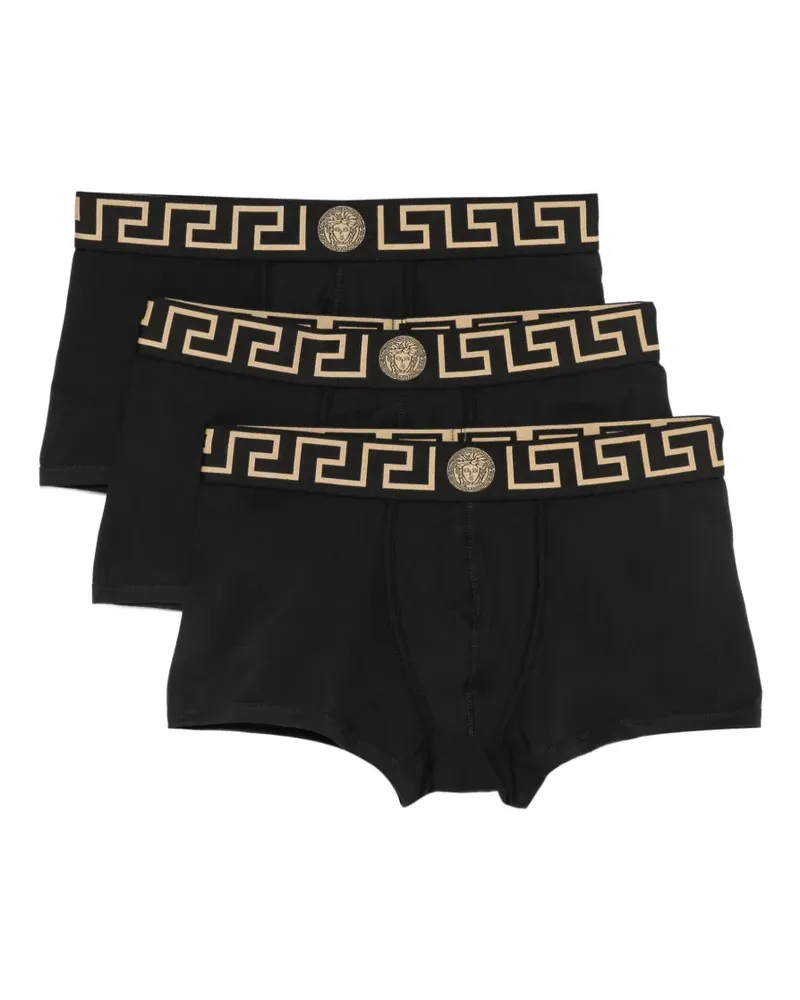 Versace Boxershorts mit Greca-Muster (3er-Set) - Schwarz Schwarz