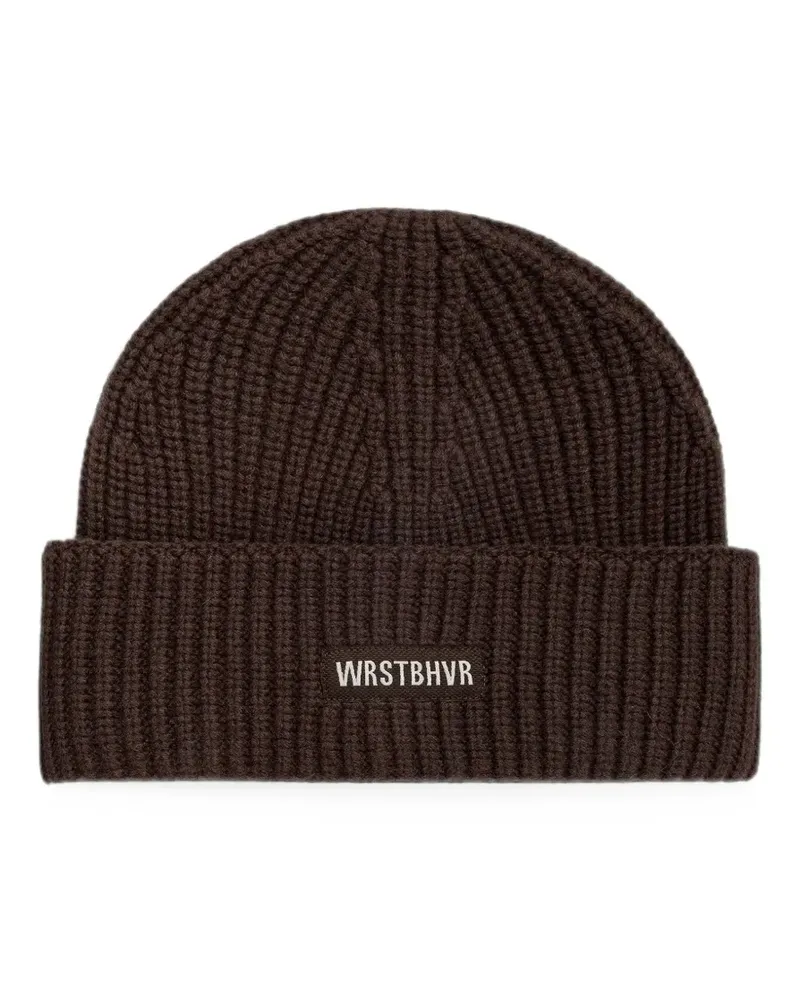 WRSTBHVR Gerippte Beanie mit Logo-Patch - Braun Braun