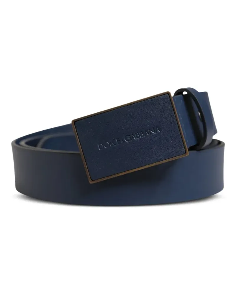 Dolce & Gabbana Ledergürtel mit Logo-Schild - Blau Blau