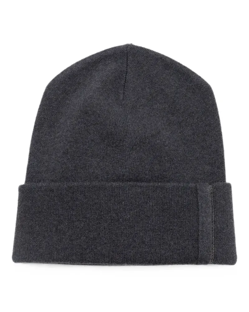 Brunello Cucinelli Gerippte Beanie - Grau Grau