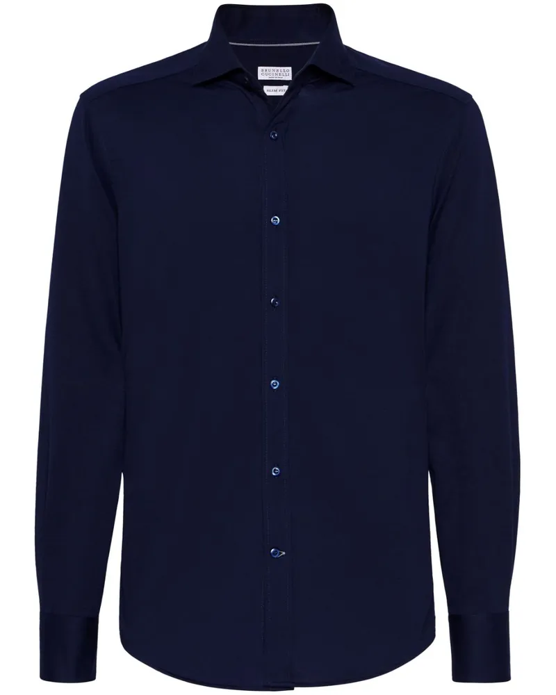 Brunello Cucinelli Hemd mit Spreizkragen - Blau Blau