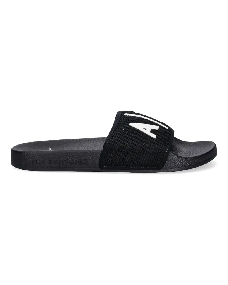 Armani Exchange logo-detail slides - Schwarz Schwarz
