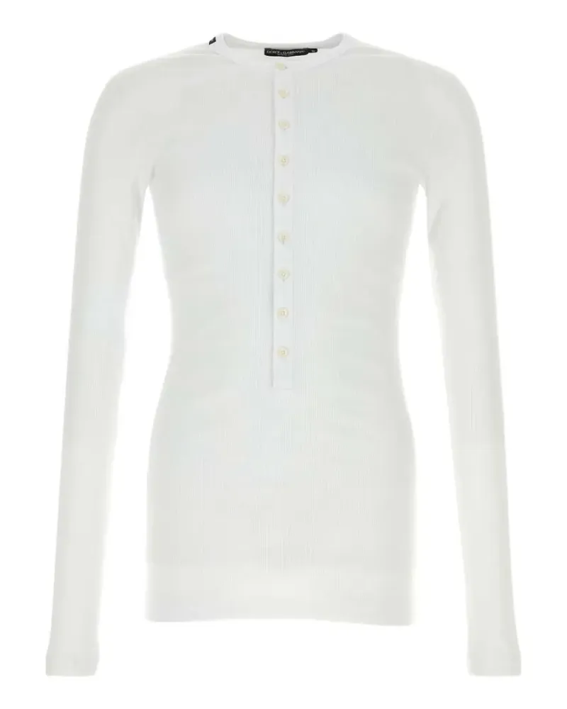 Dolce & Gabbana ribbed-knit henley T-shirt - Weiß Weiß