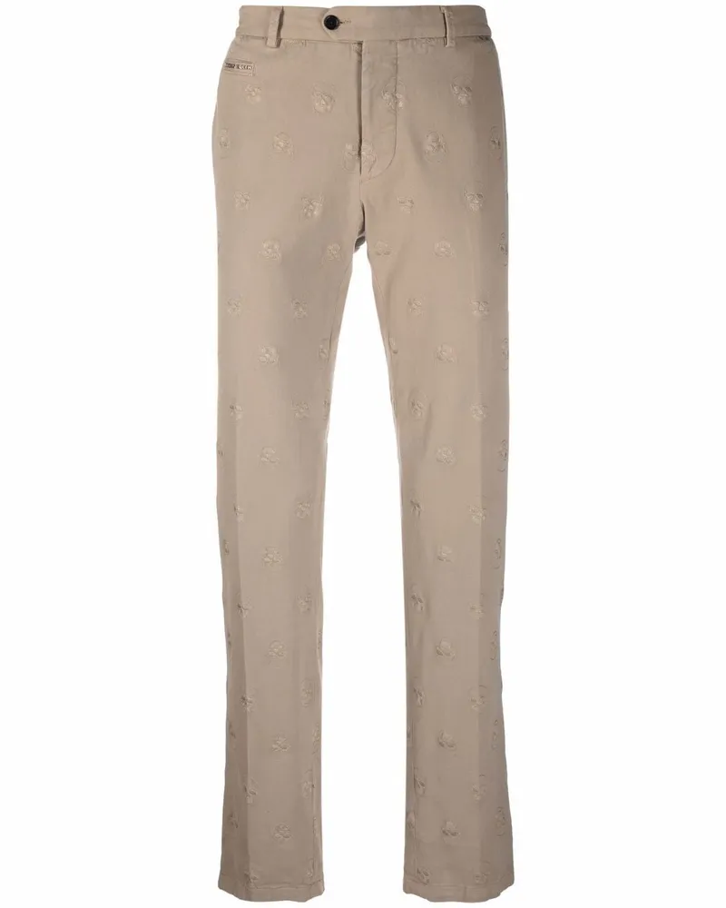 Philipp Plein Hose mit aufgestickten Totenköpfen - Nude Nude