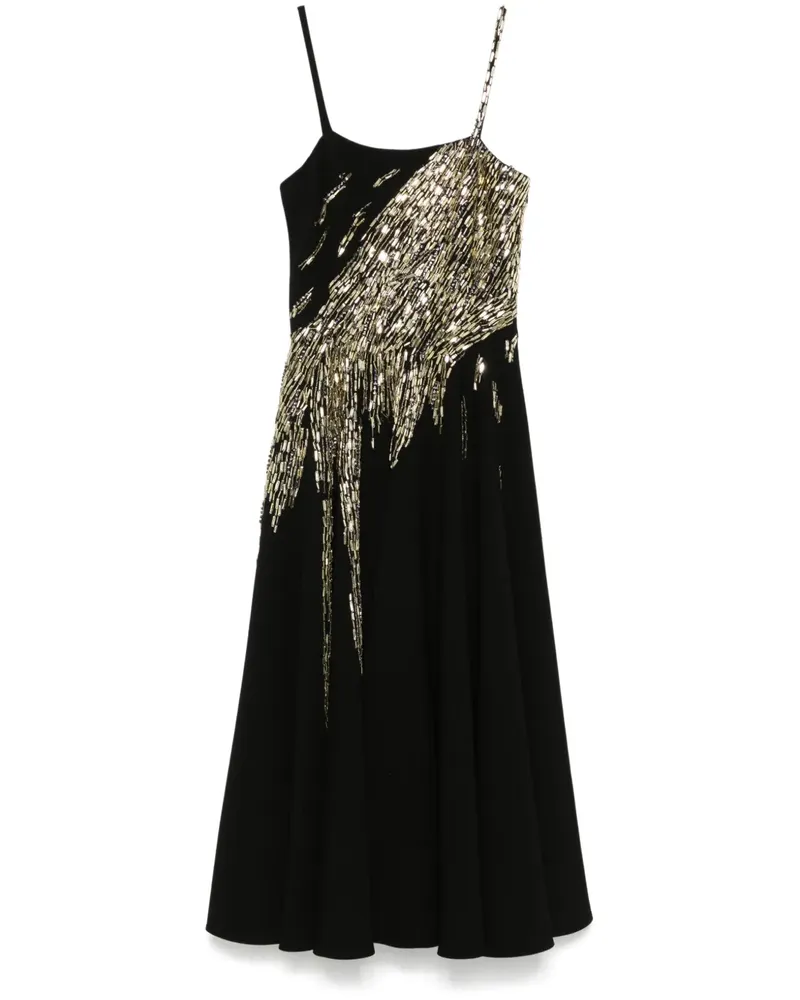 LOULOU Midikleid mit Perlen - Schwarz Schwarz