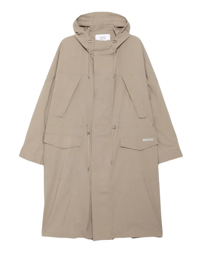 Kitsuné Kapuzenparka mit Kordelzug - Braun Braun