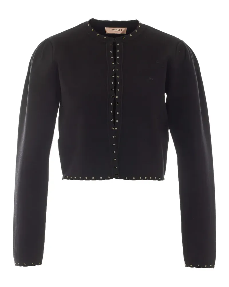 Twin-Set Cropped-Cardigan mit Perlen - Schwarz Schwarz