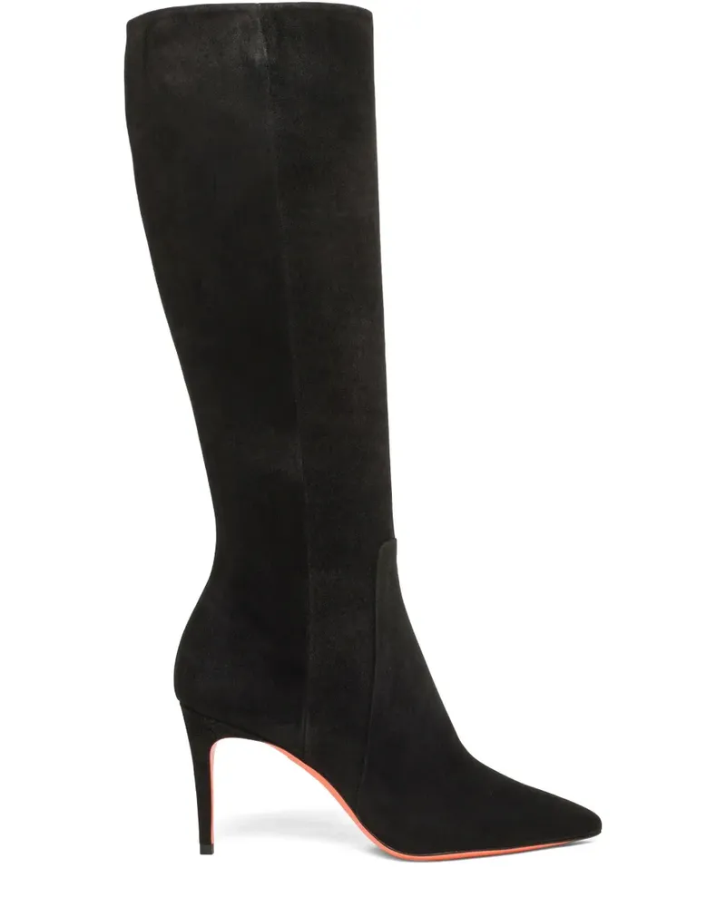 Santoni high-heel suede boots - Schwarz Schwarz
