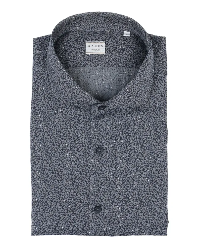 XACUS Klassisches Hemd mit Blumenprint - Blau Blau