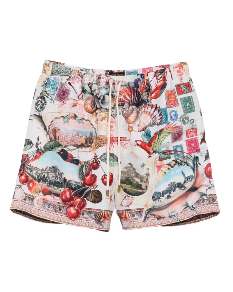 Camilla Shorts mit Postkarten-Print - Nude Nude