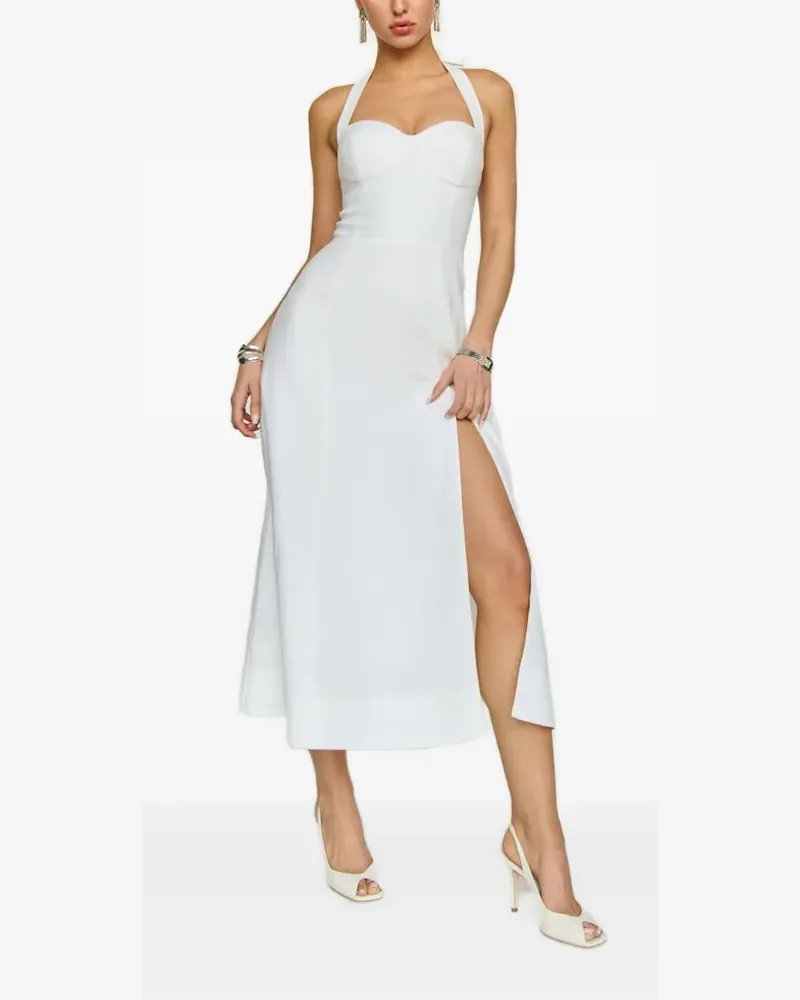 Reformation Neckholder-Kleid mit Schlitz - Weiß Weiß