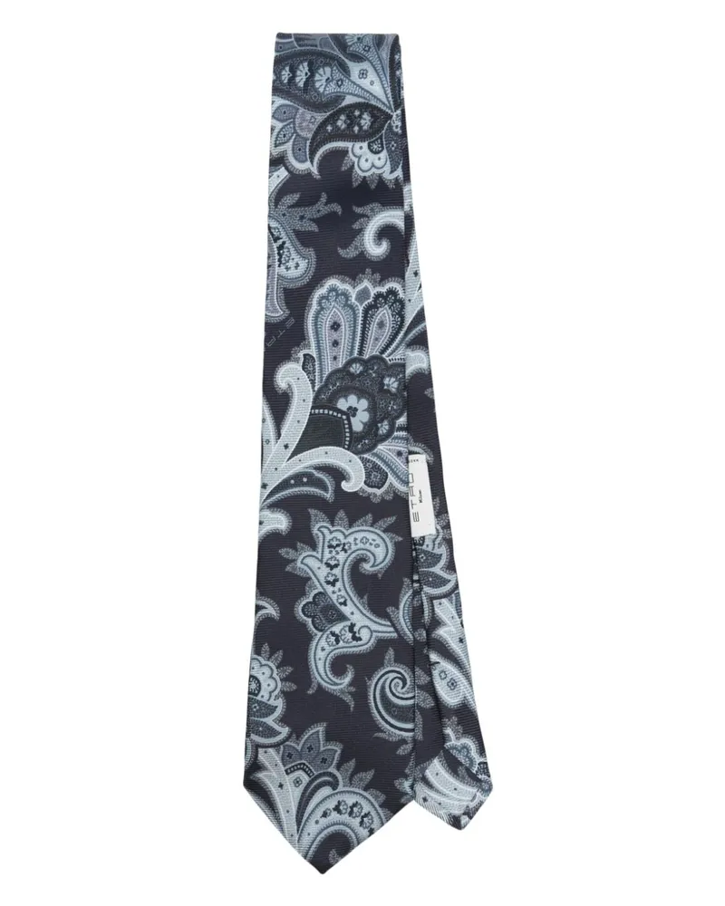 Etro Seidenkrawatte mit Paisleymuster - Blau Blau