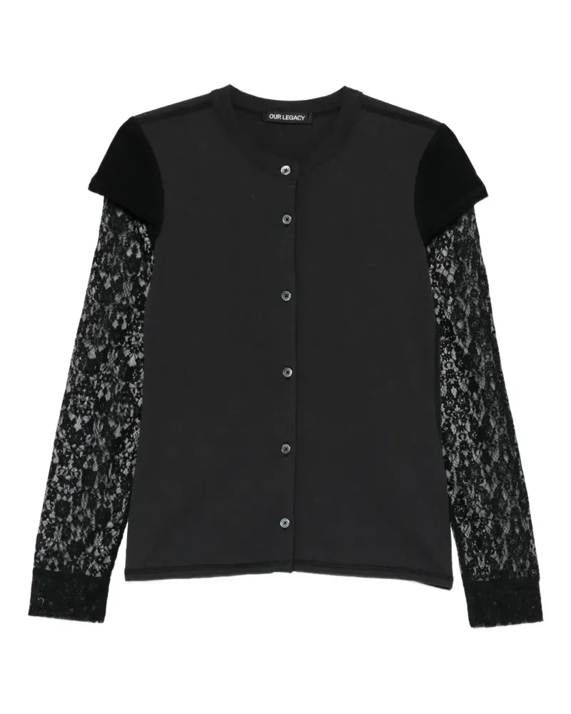 Our Legacy Heat Cardigan mit Spitze - Schwarz Schwarz