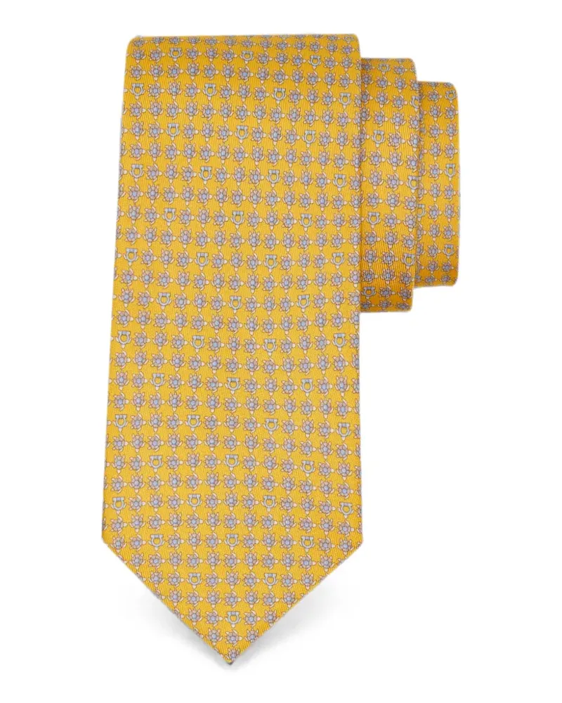 Ferragamo Seidenkrawatte mit Schildkrötenprint - Gelb Gelb