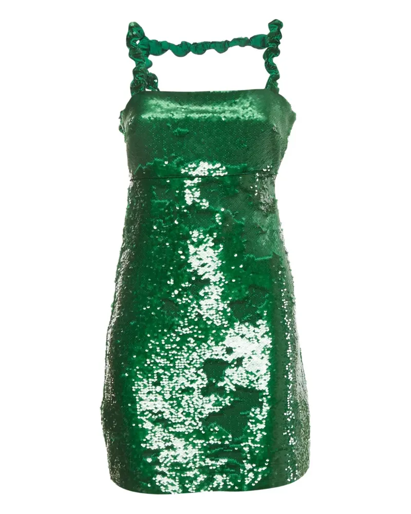 Ganni twisted sleeves mini dress - Grün Grün