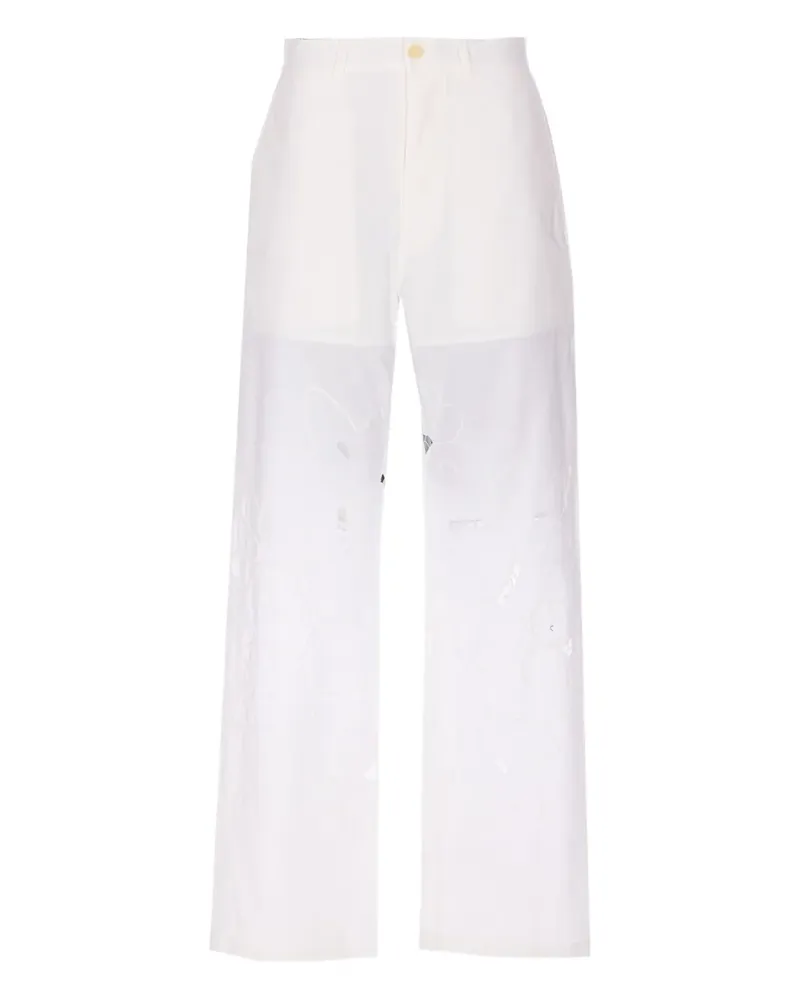 Marine Serre Klassische Hose - Weiß Weiß