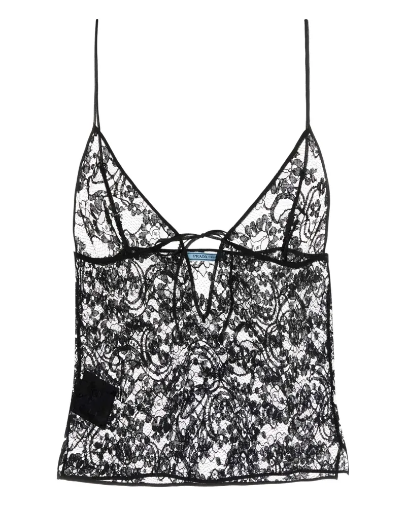 Prada Cropped-Top aus Spitze - Schwarz Schwarz