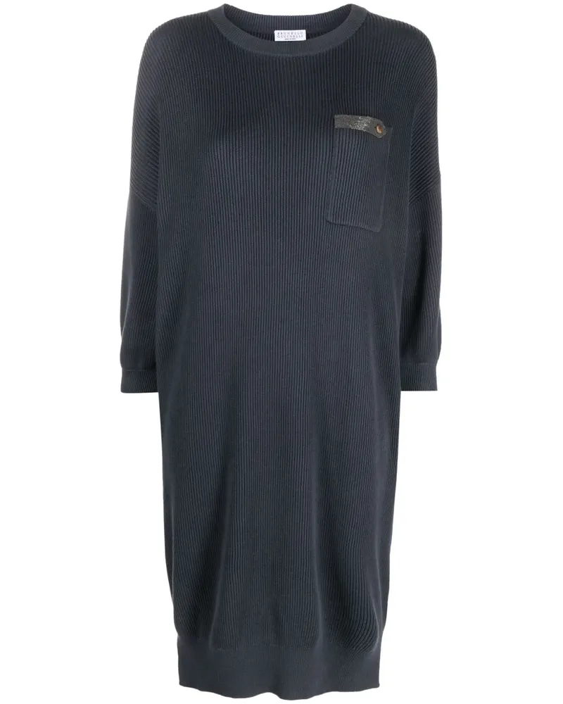 Brunello Cucinelli Geripptes Maxikleid - Blau Blau