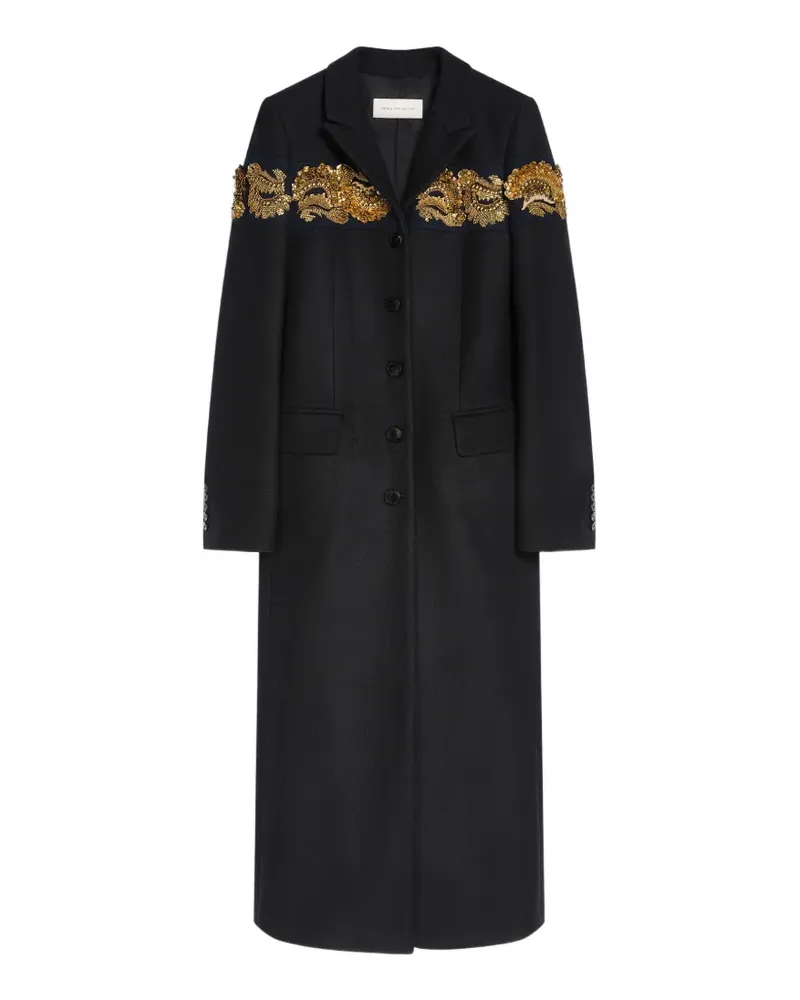 Dries van Noten Bestickter Mantel - Schwarz Schwarz