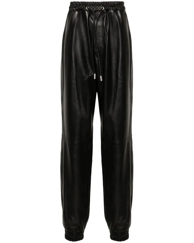 OFF-WHITE Lederhose mit Kordelzug - Schwarz Schwarz