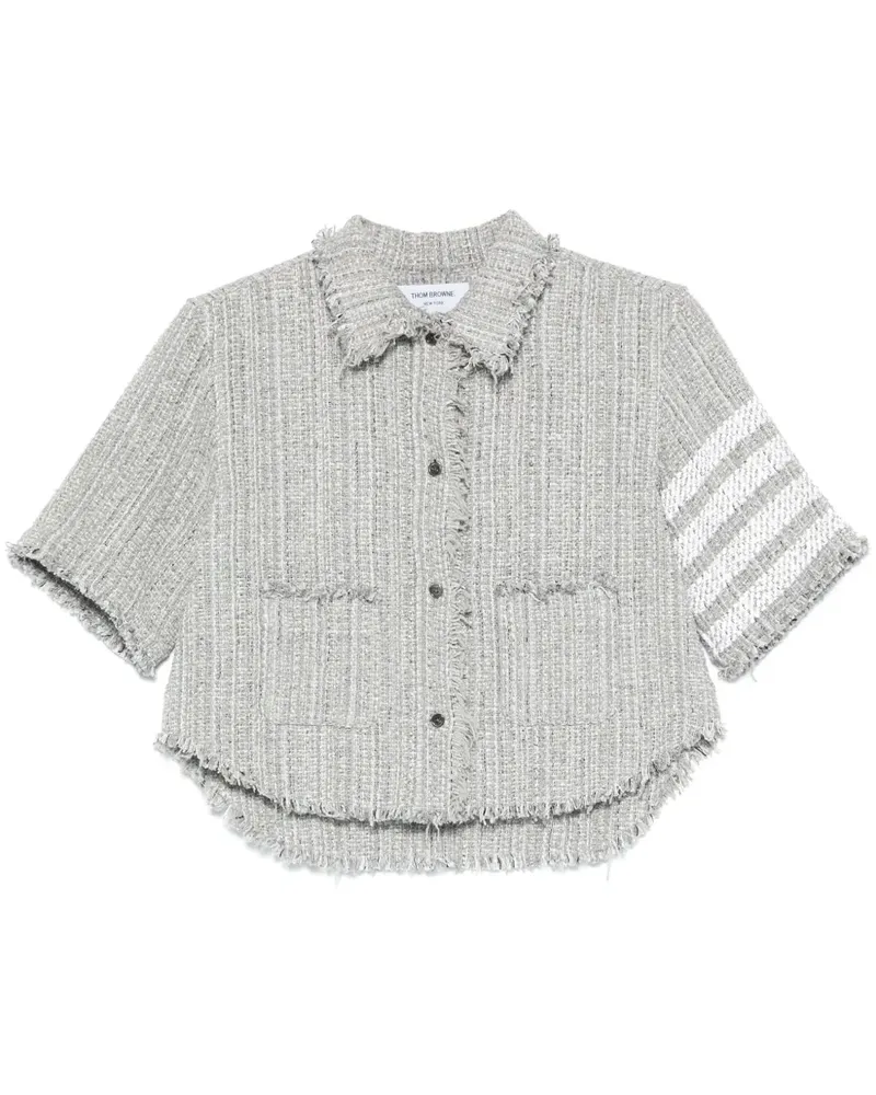 Thom Browne Tweed-Hemd mit 4-Streifen-Logo - Grau Grau