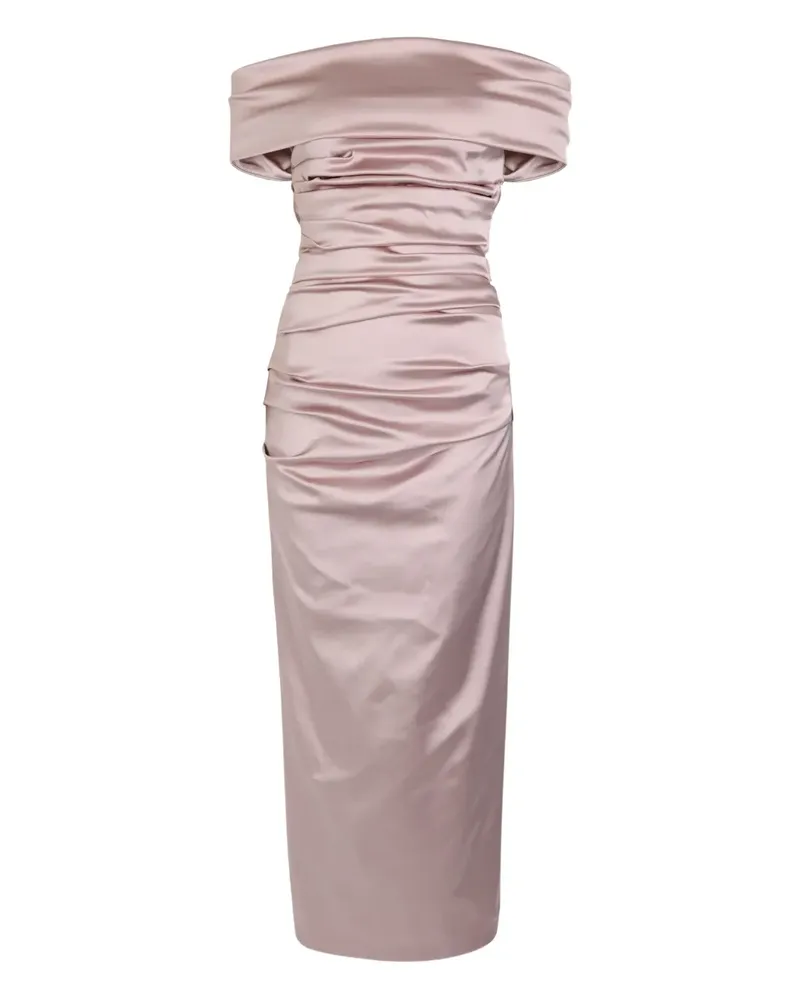 Talbot Runhof off-shoulder ruched midi dress - Rosa Rosa