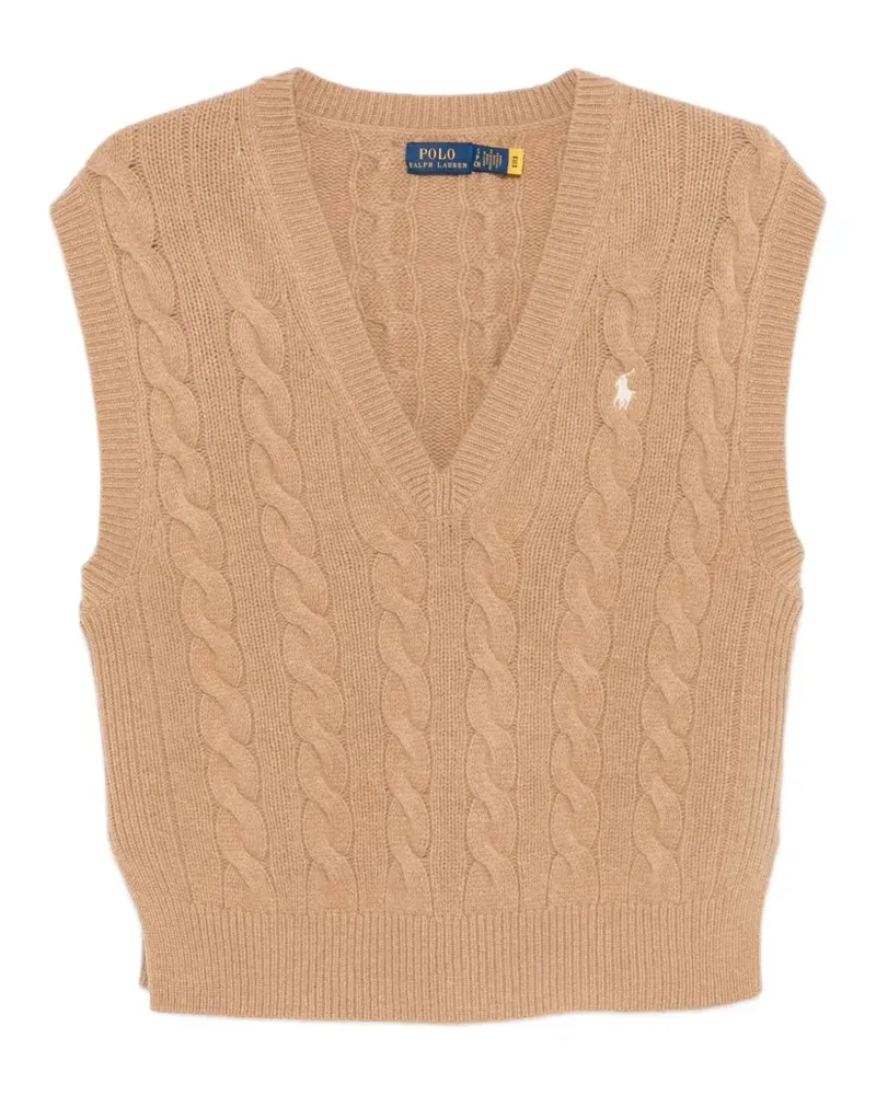 Ralph Lauren cable-knit V-neck sleeveless sweater - Nude Nude