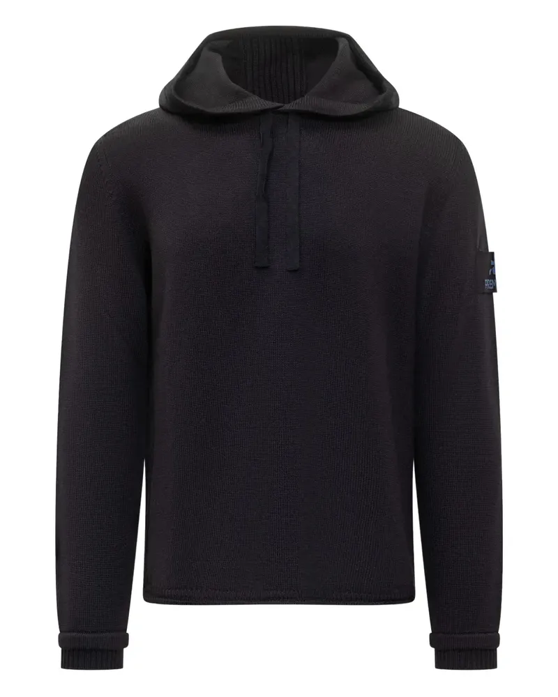 Premiata patch-detail wool hoodie - Blau Blau